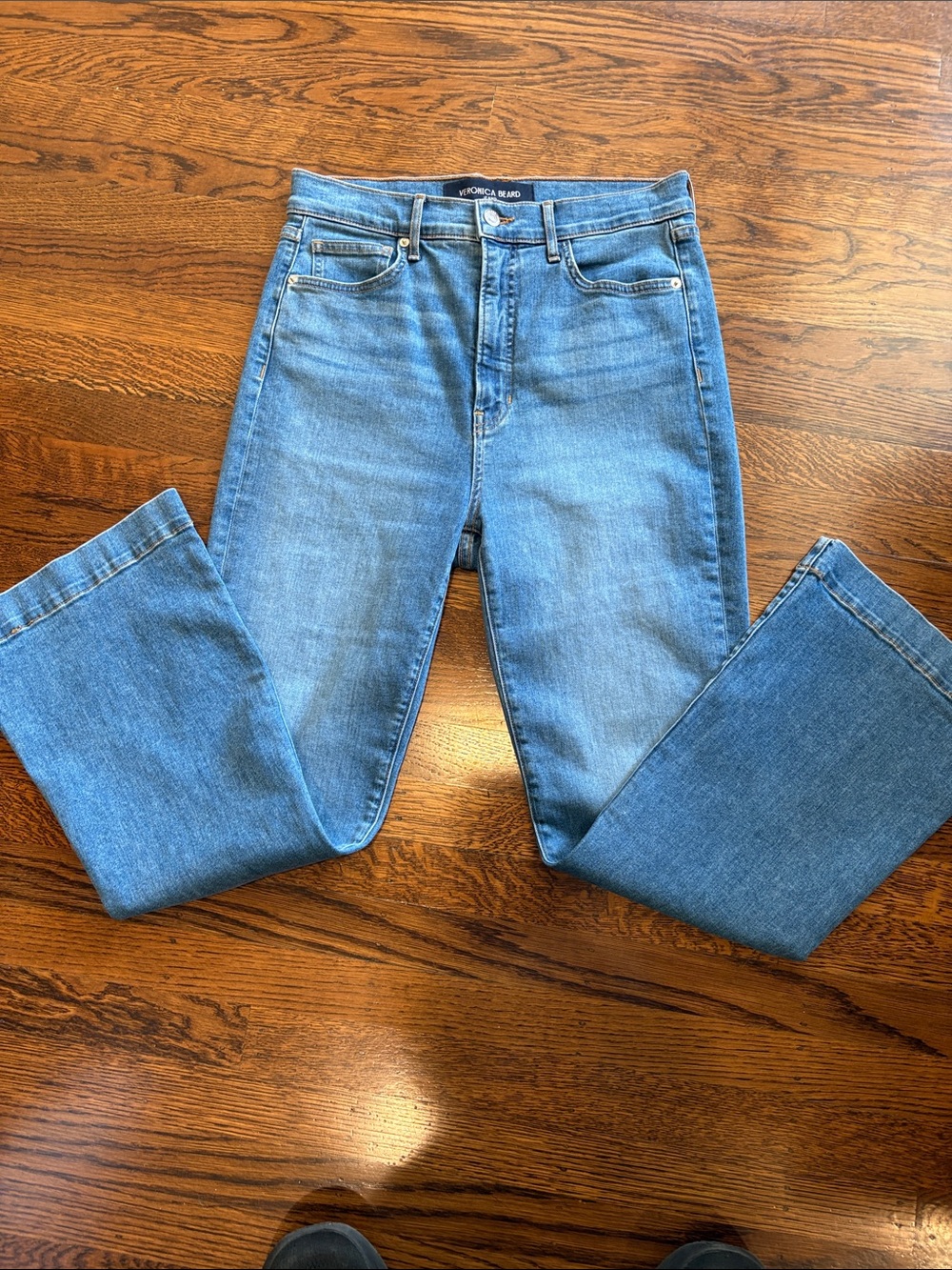 Veronica Beard Straight-Leg Wide-Bottom Jeans